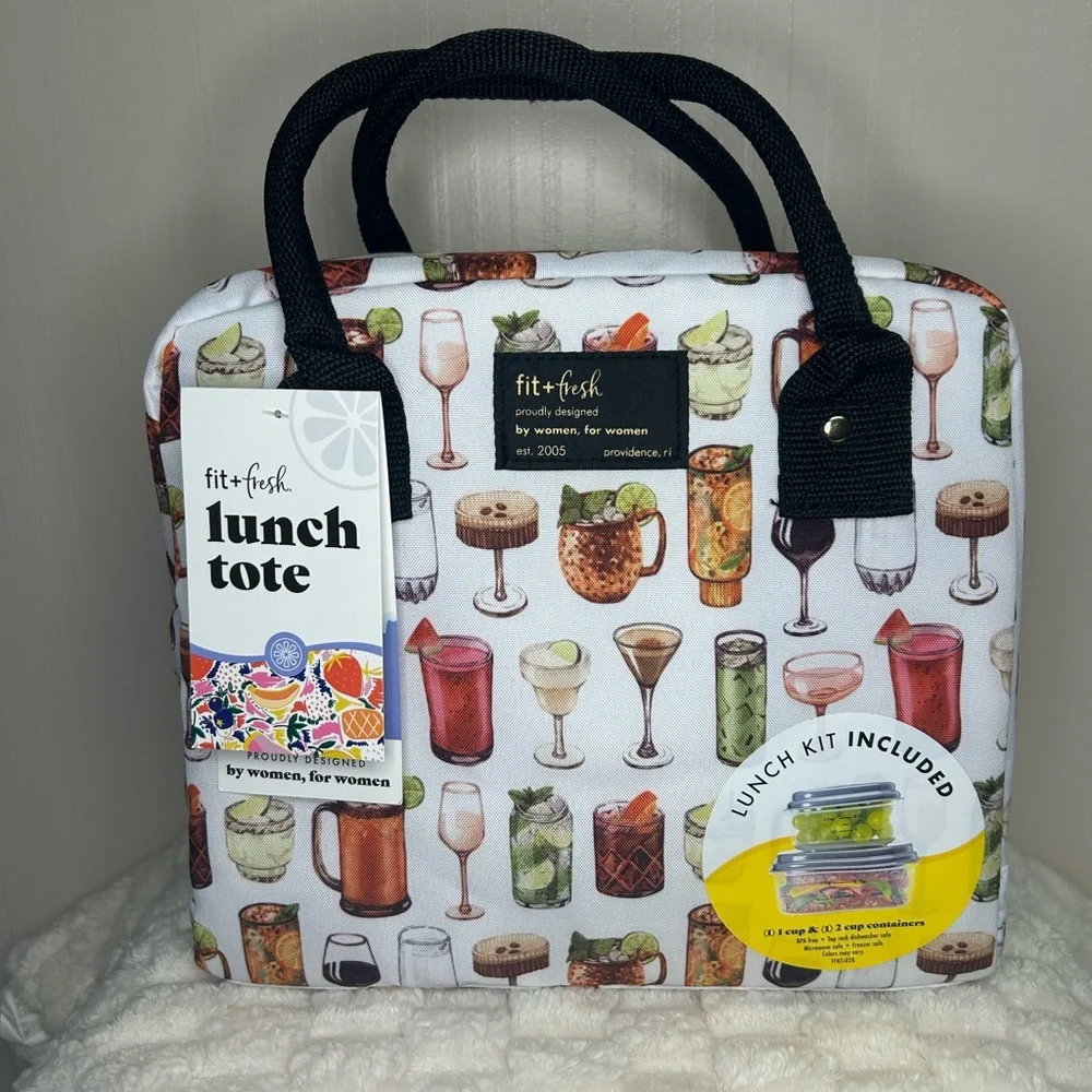 Fit + Fresh Lunch Tote with Drink Print
